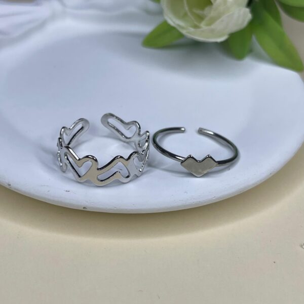 Trendy Double Heart Adjustable Ring Set - Image 3