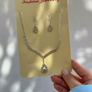 Teardrop Diamond Necklace & Earring Set