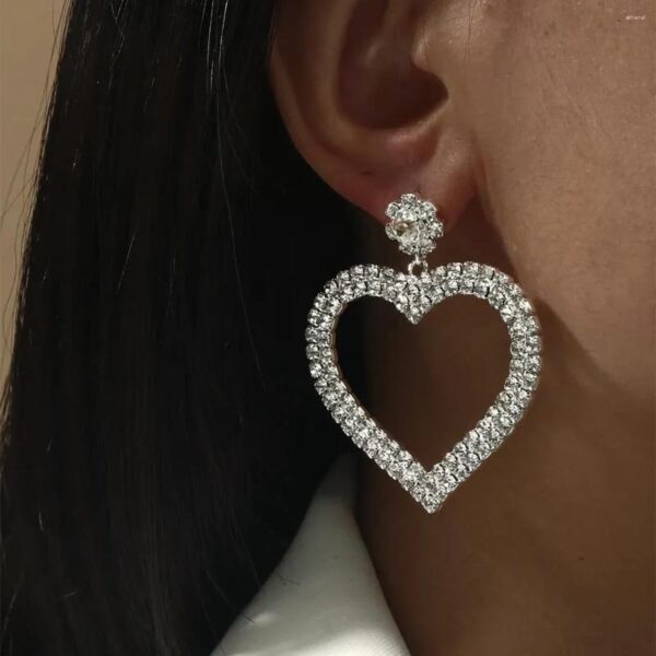 Luxury Heart Shape Rhinestone Earrings - Image 2