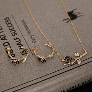 Luxury Gold Plated Rose Design Necklace Set