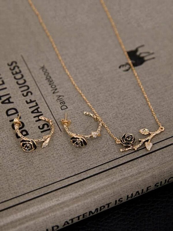 Luxury Gold Plated Rose Design Necklace Set